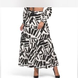 House of Harlow 1960 Black and White Abstract Maxi Skirt